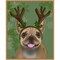 French Bulldog Antlers 1 by Fab Funky 23-in. W x 28-in. H. Canvas Wall Art Print Framed